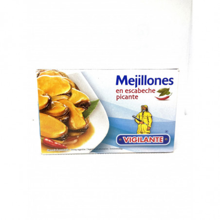 Mejillones en Escabeche picante 115g - Fertiggerichte &amp; Konserven - Feinkost Latino Ventura