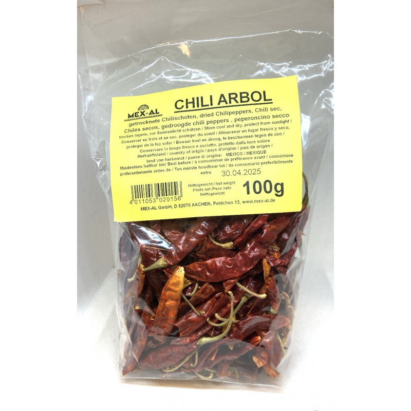 Chili Arbol Mex-Al 100g - Gewürze &amp; Chilis - Feinkost Latino Ventura