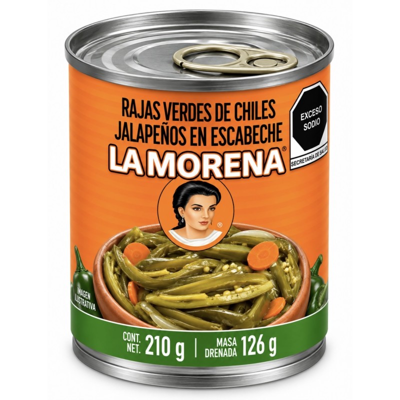 Rajas Verdes Jalapeños en escabeche 210g La Morena