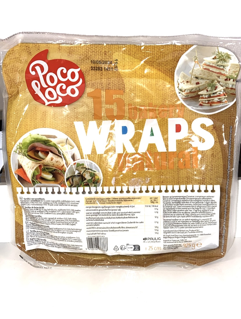 15 Bakery Wraps natural Poco Loco 925g