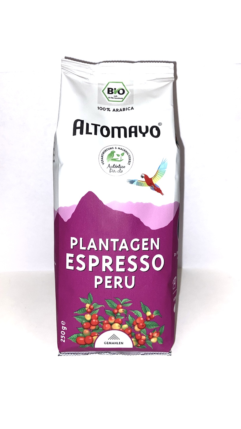 Altomayo Plantagen Expresso Peru Gemahlen 250g